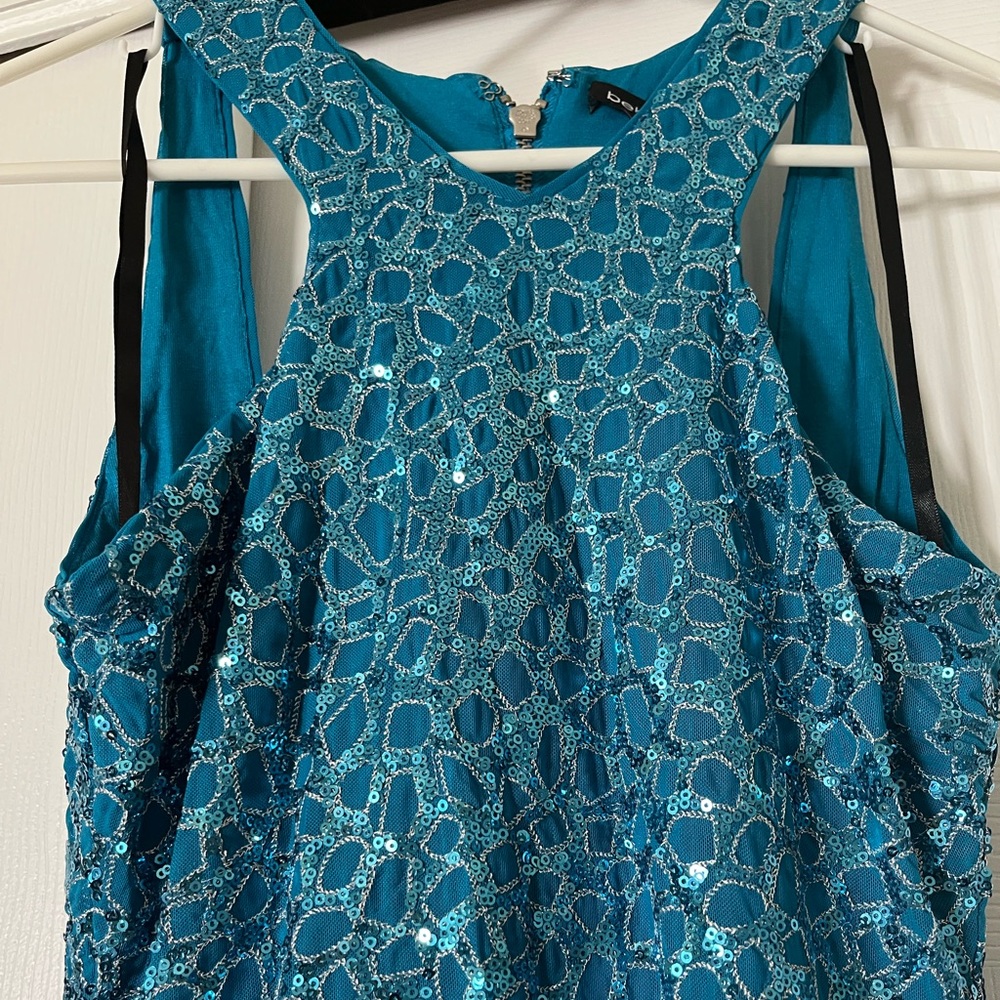 Bebe addiction blue sequin mini dress